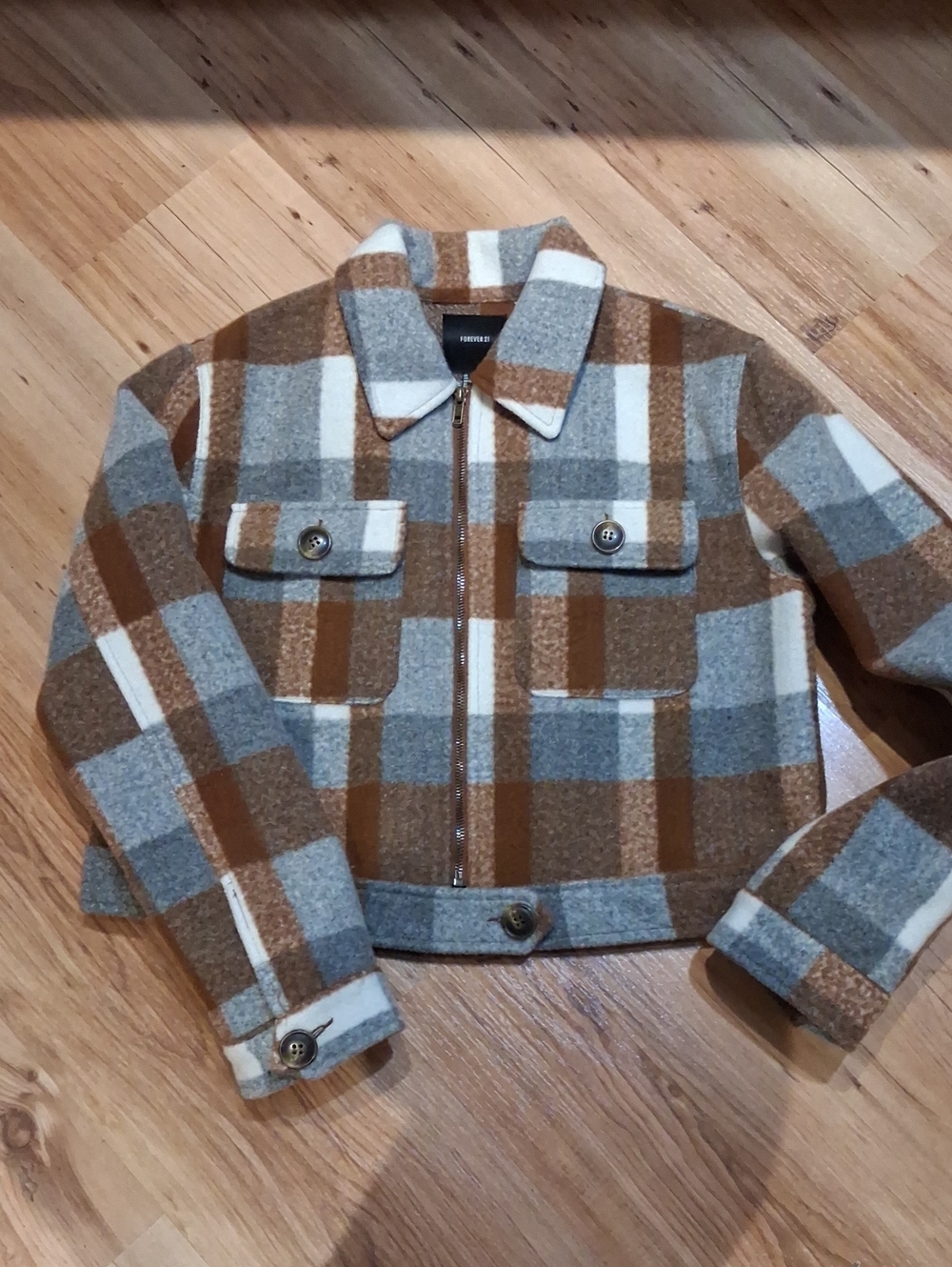Forever 21 Plaid Cropped Jacket